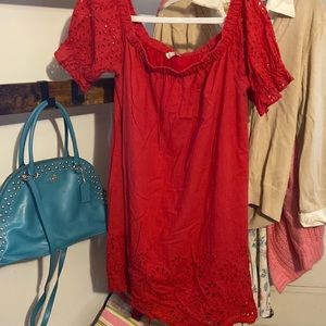 Red Cotten shift dress